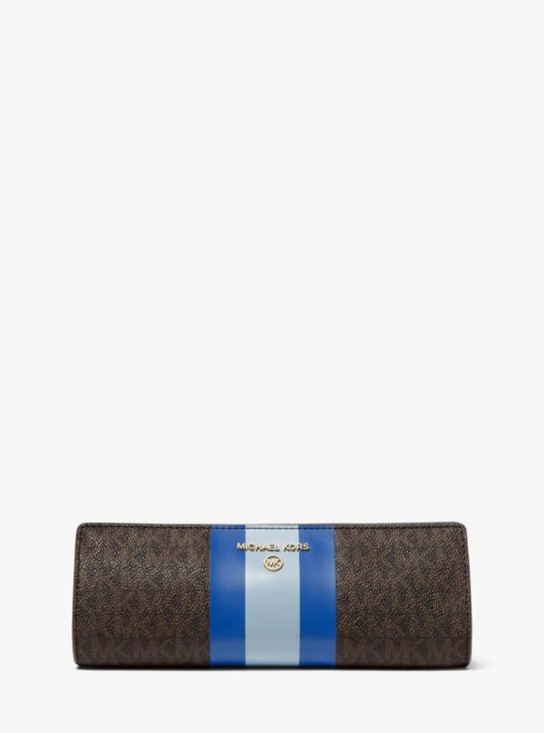 Damske Kufre Michael Kors Small Logo Stripe Pencil Case Modre - Kabelky Michael Kors Outlet | WNDKZ-5763